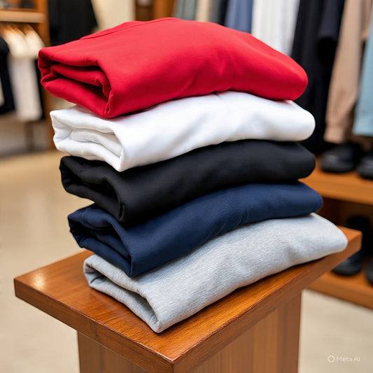 Combo of 5 Heavy Cotton Tshirts - Red, White, Black, Navy, Grey