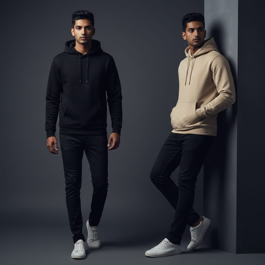 Combo of two Stylish Unisex solid Hoodies best for winter - (Black, Beige)