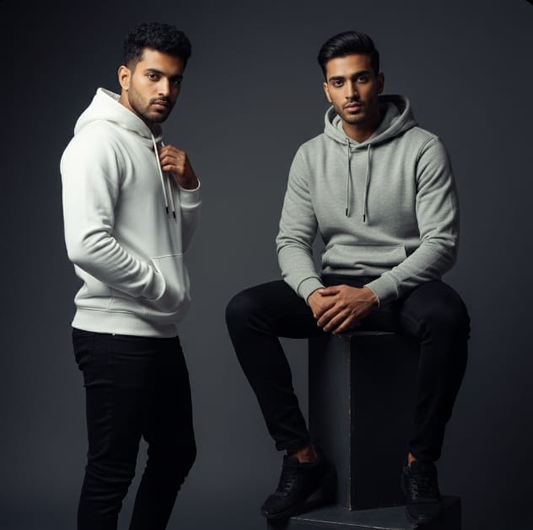 Combo of two Stylish Unisex solid Hoodies best for winter - (White, Grey)