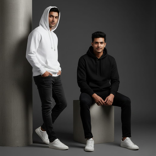 Combo of two Stylish Unisex solid Hoodies best for winter - (White, Black)