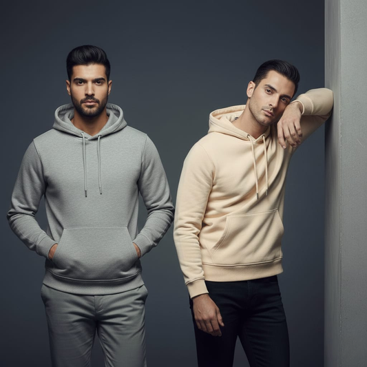 Combo of two Stylish Unisex solid Hoodies best for winter - (Grey, Beige)